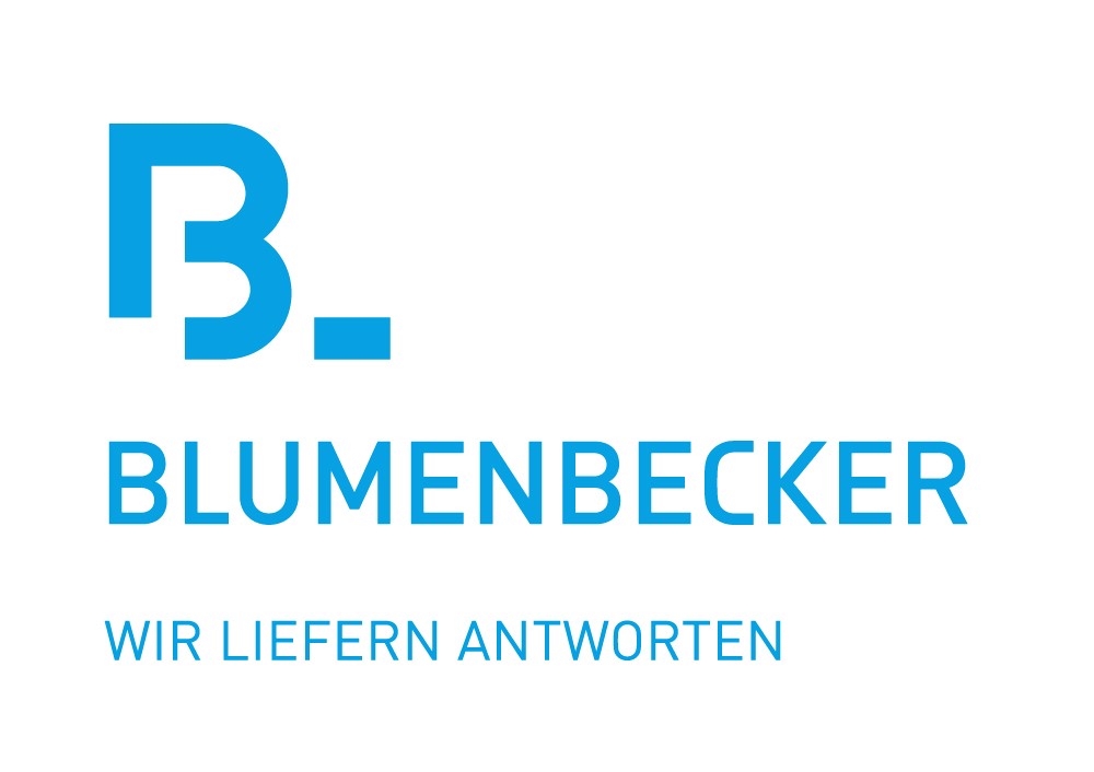 Blumenbecker Signet Logo Cyan Claim deutsch Web